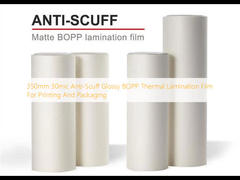 350mm 30mic Anti-Scuff Glossy BOPP Thermal Lamination Film For Printing And Packaging